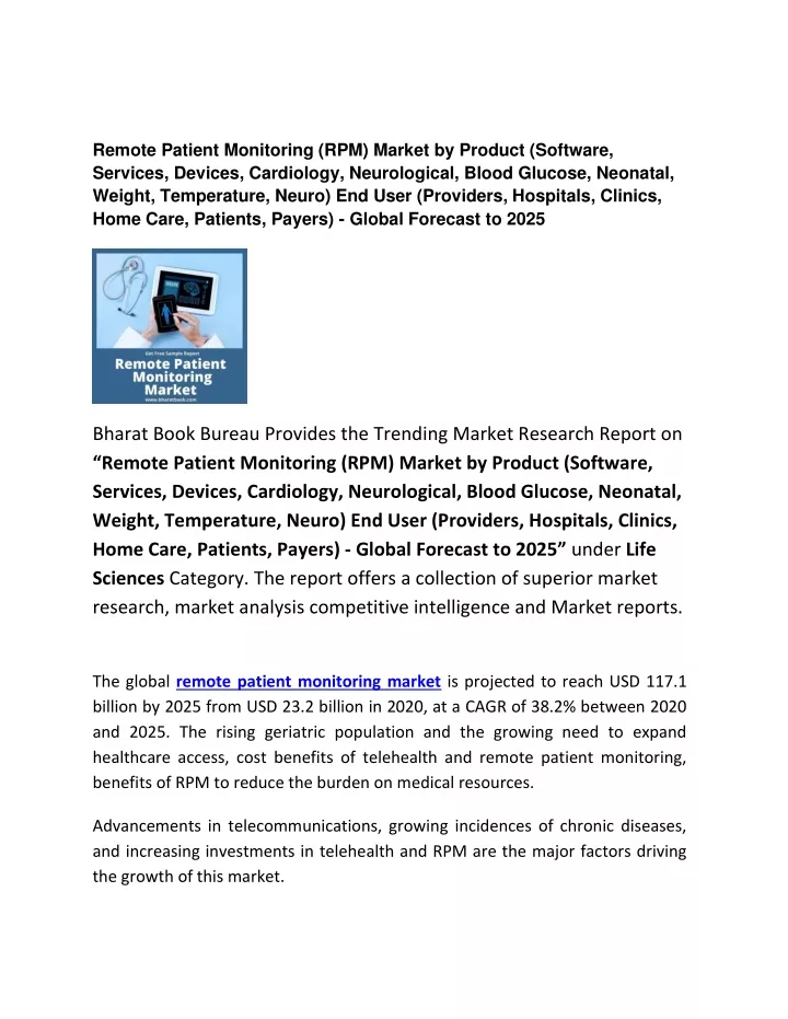remote patient monitoring rpm market by product
