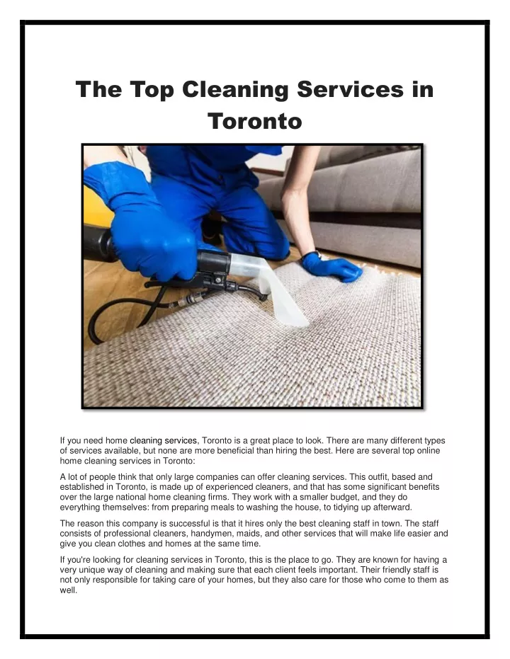 the top cleaning services in toronto