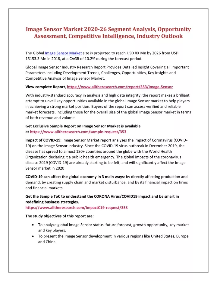 image sensor market 2020 26 segment analysis