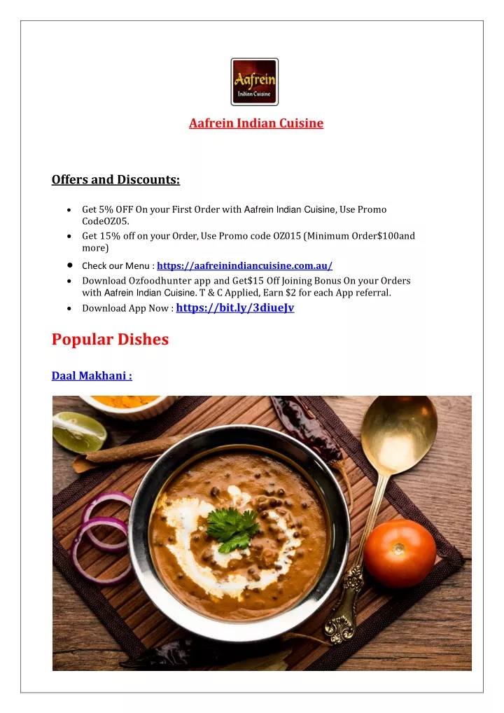aafrein indian cuisine