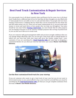 Best Food Truck Customization & Repair Services in New York