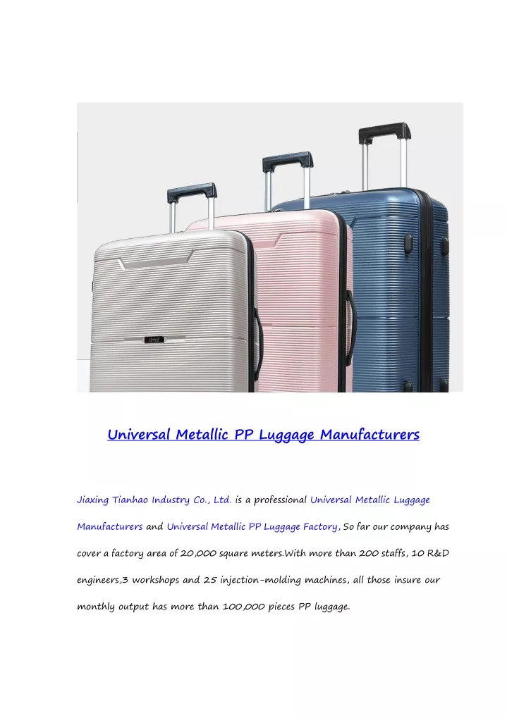 universal metallic pp luggage manufacturers