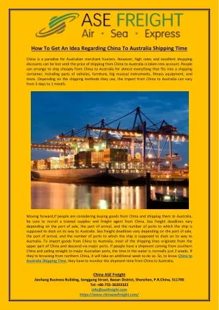 how to get an idea regarding china to australia