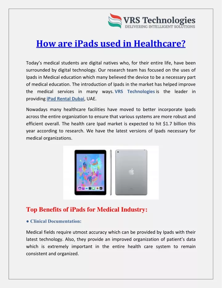 how are ipads used in healthcare