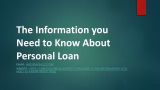 What The Important Information you Need to Know About Personal Loan ?