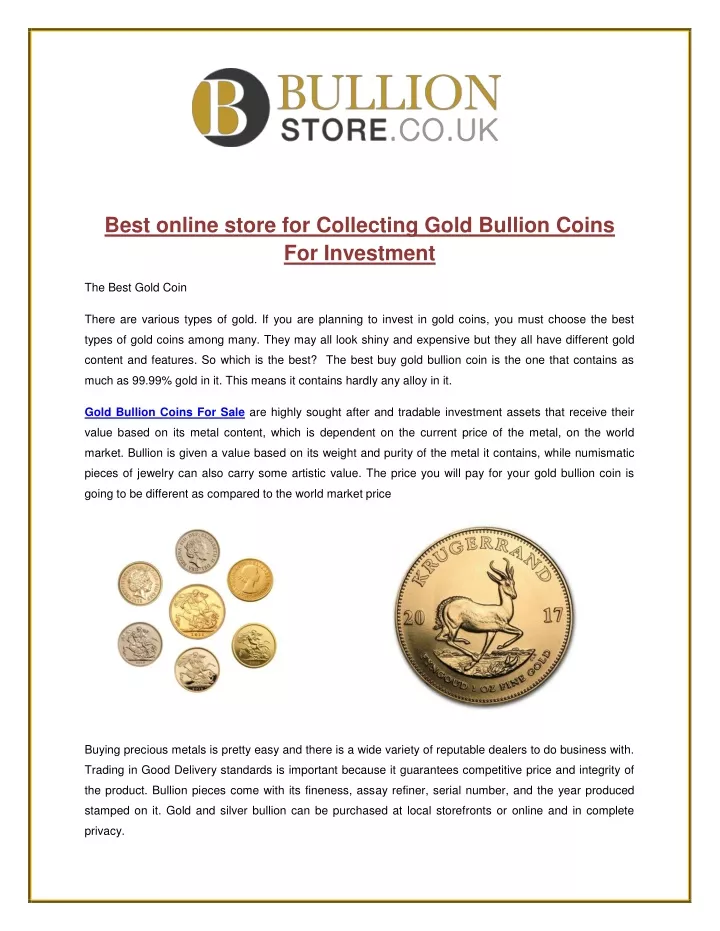 best online store for collecting gold bullion