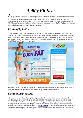 Read "Customer  Reviews" Before Buying Agility Fit Keto!