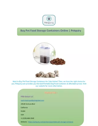Buy Pet Food Storage Containers Online | Petquiry