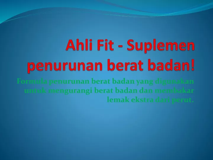 ahli fit suplemen penurunan berat badan