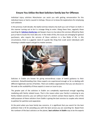 ensure you utilize the best solicitors family