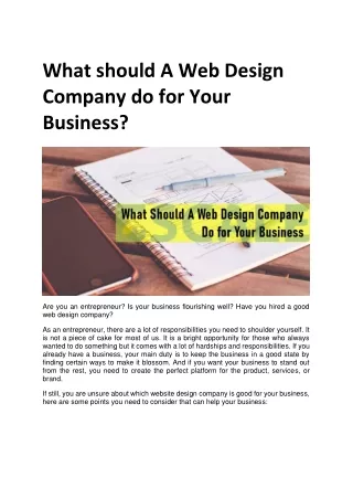 What Should A Web Design Company Do for Your Business