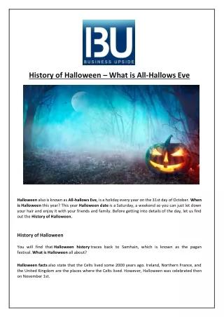 History of Halloween – What is All-Hallows Eve