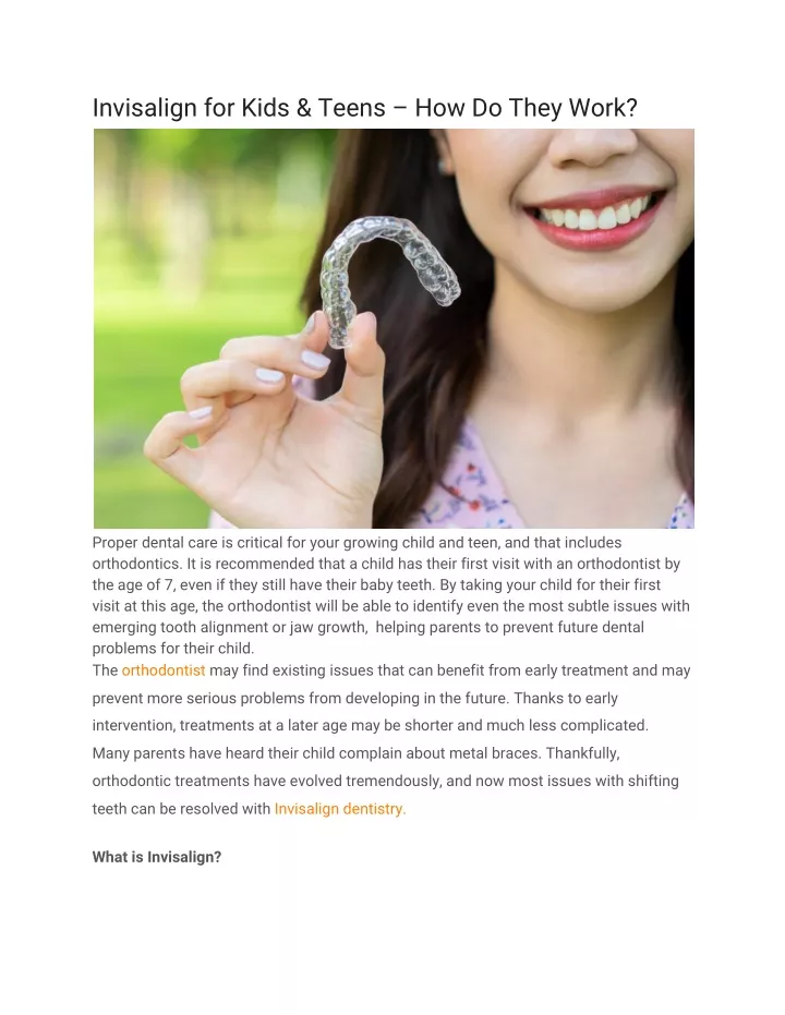 invisalign for kids teens how do they work
