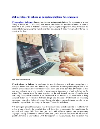 web developer in lahore an important platform