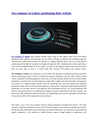 seo company in lahore positioning their website