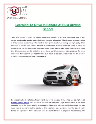 Learning To Drive In Salford At Suja Driving School
