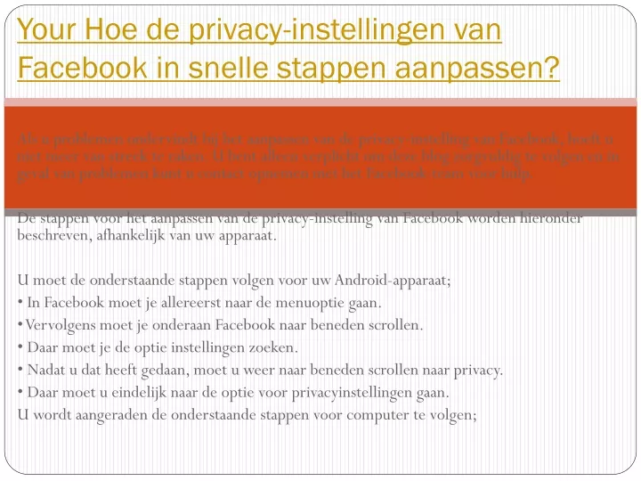 your hoe de privacy instellingen van facebook in snelle stappen aanpassen