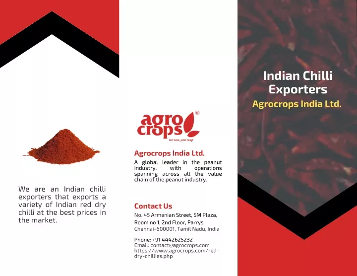 indian chilli exporters agrocrops india ltd