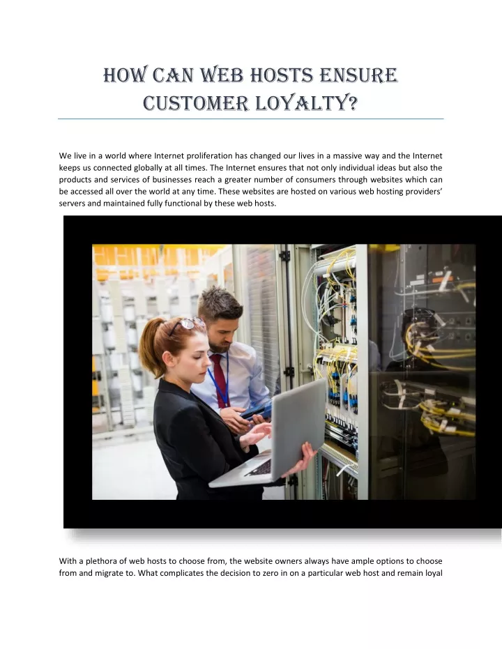 how can web hosts ensure customer loyalty