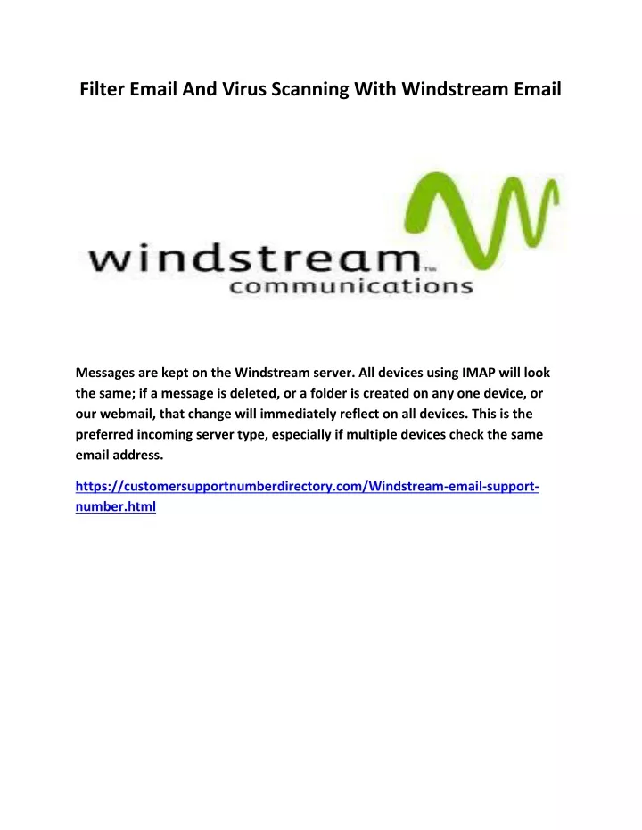 filter email and virus scanning with windstream