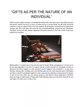 “GIFTS AS PER THE NATURE OF AN INDIVIDUAL”