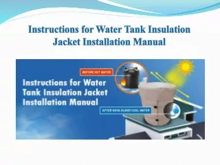 Instructions for Water Tank Insulation Jacket Installation Manual