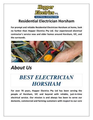 Residential Electrician Horsham