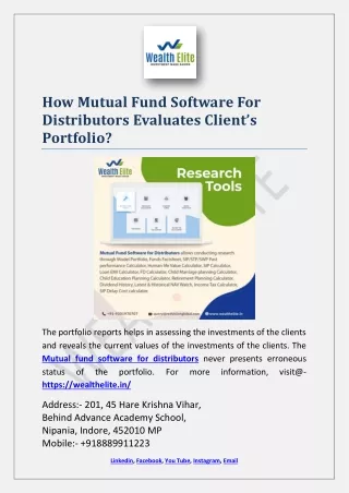 how mutual fund software for distributors