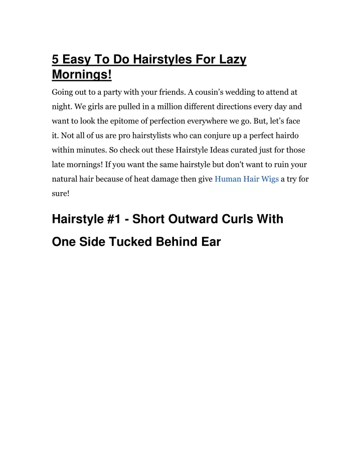 5 easy to do hairstyles for lazy mornings