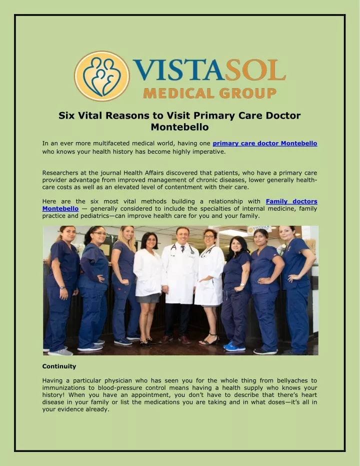 six vital reasons to visit primary care doctor