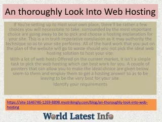 an thoroughly look into web hosting