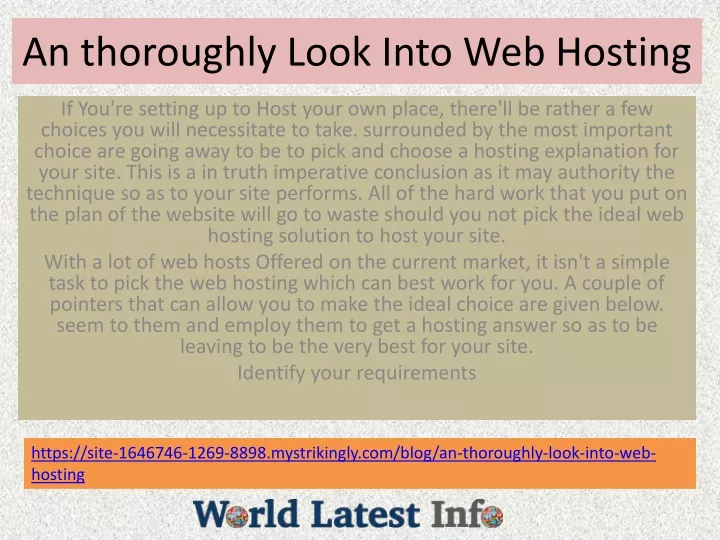 an thoroughly look into web hosting