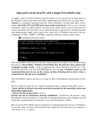 open ports on the local pc with a simple
