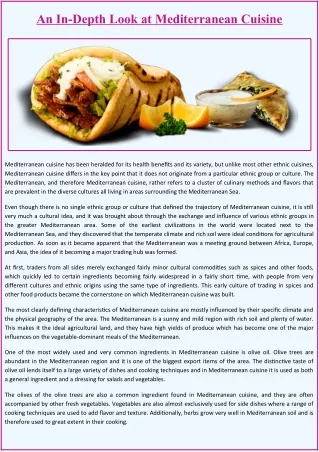 an in depth look at mediterranean cuisine