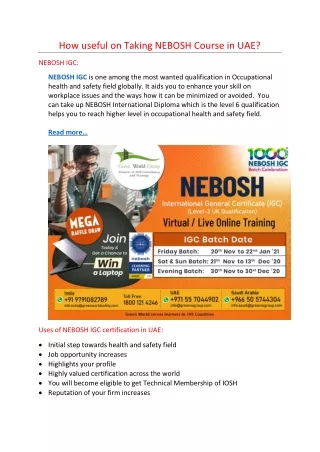 how useful on taking nebosh course in uae