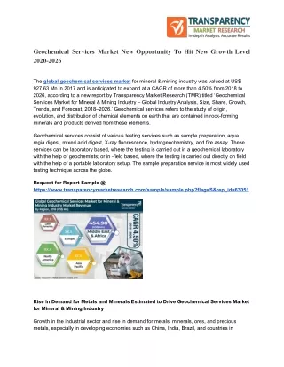 geochemical services market new opportunity