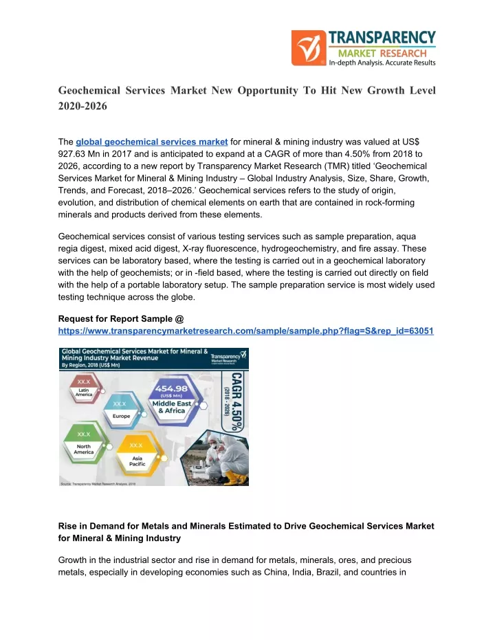 geochemical services market new opportunity