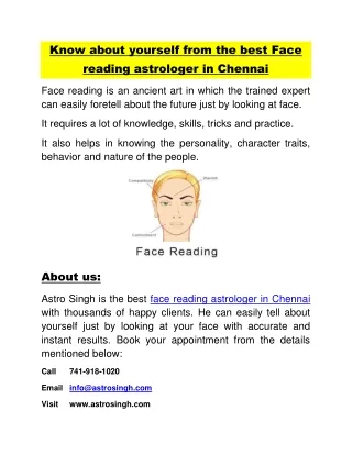Know about yourself from the best Face reading astrologer in Chennai