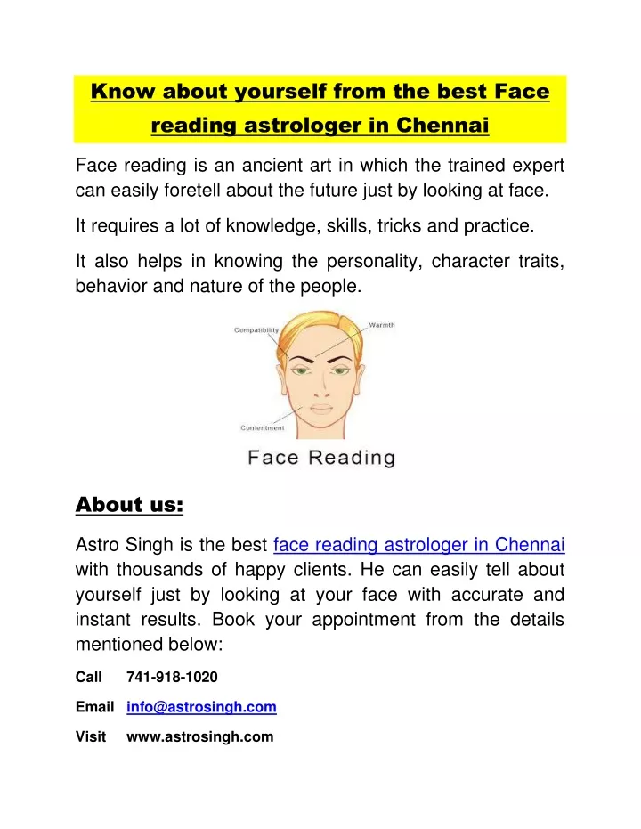 know about yourself from the best face reading