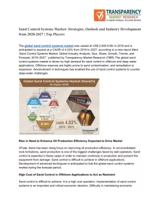 sand control systems market strategies outlook