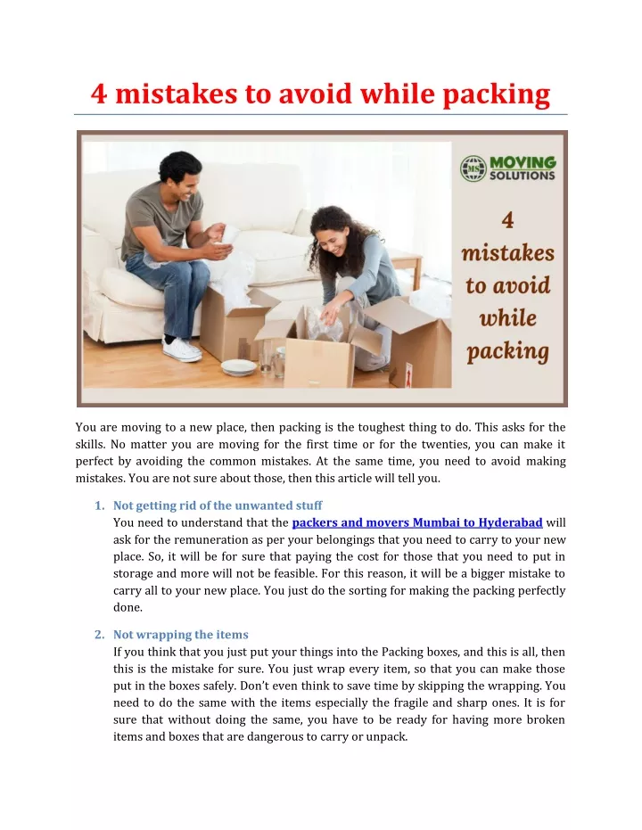 4 mistakes to avoid while packing