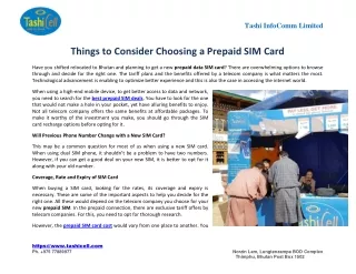 Things to Consider Choosing a Prepaid SIM Card
