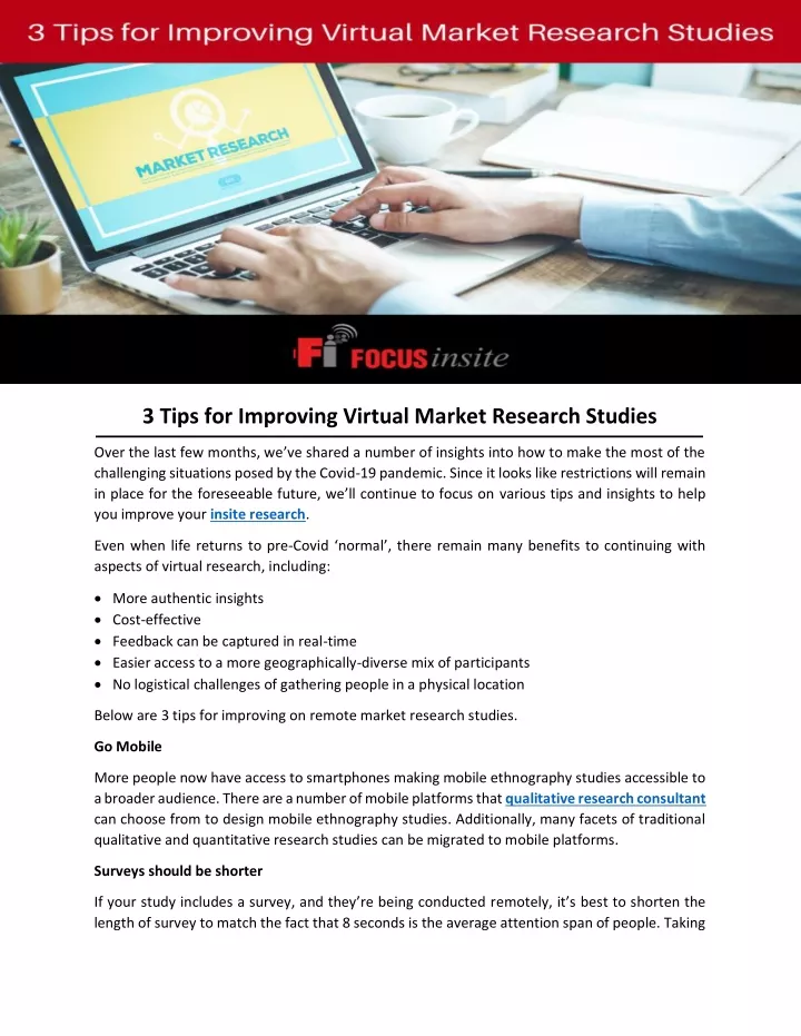 3 tips for improving virtual market research