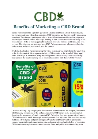 Benefits of Marketing a CBD Brand