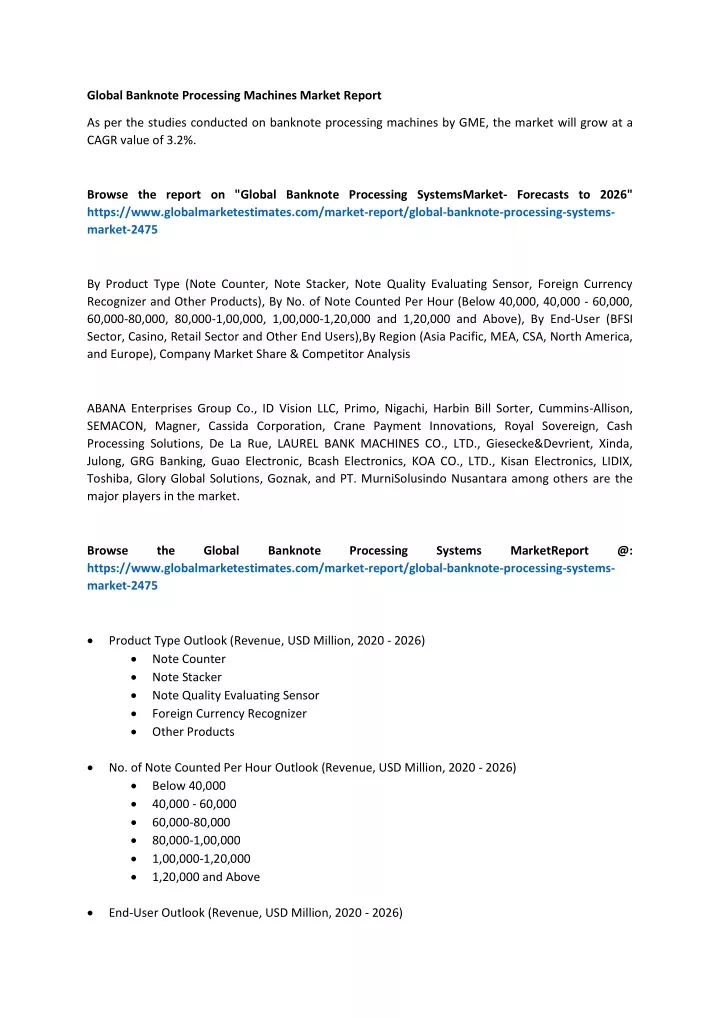 global banknote processing machines market report