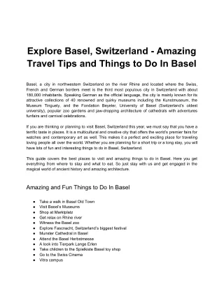 Basel travel guide