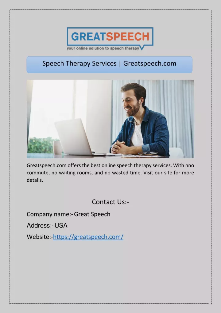 speech therapy services greatspeech com