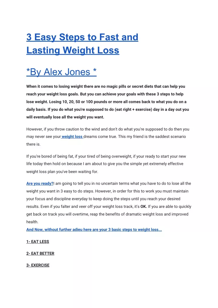 3 easy steps to fast and lasting weight loss
