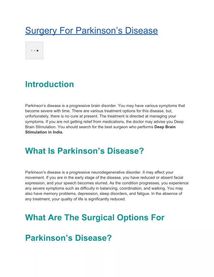 surgery for parkinson s disease