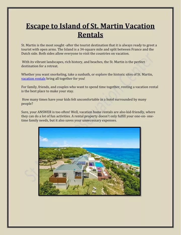 escape to island of st martin vacation rentals